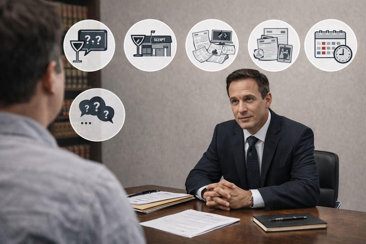 Attorney consultation with legal icons