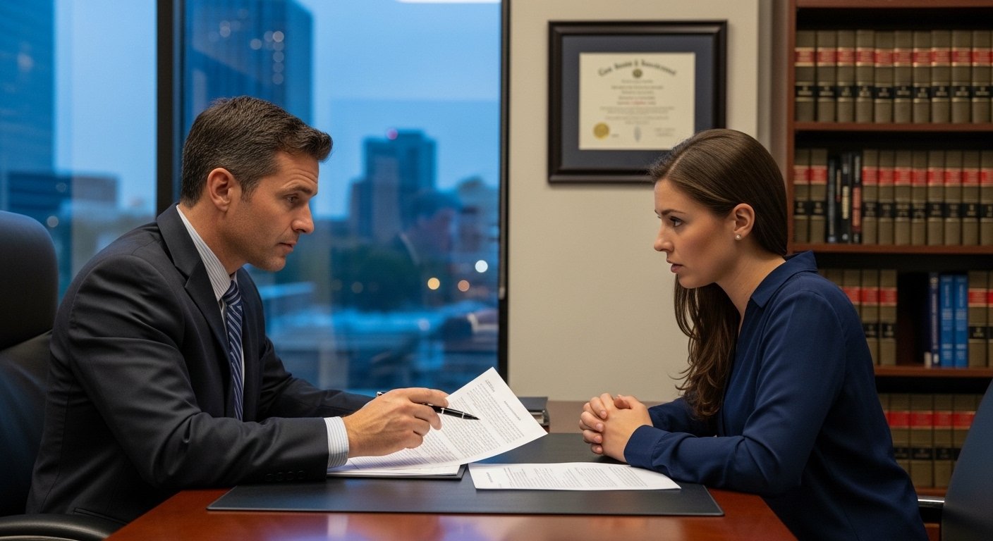 Client and lawyer discussing a Katy drunk driving accident lawsuit