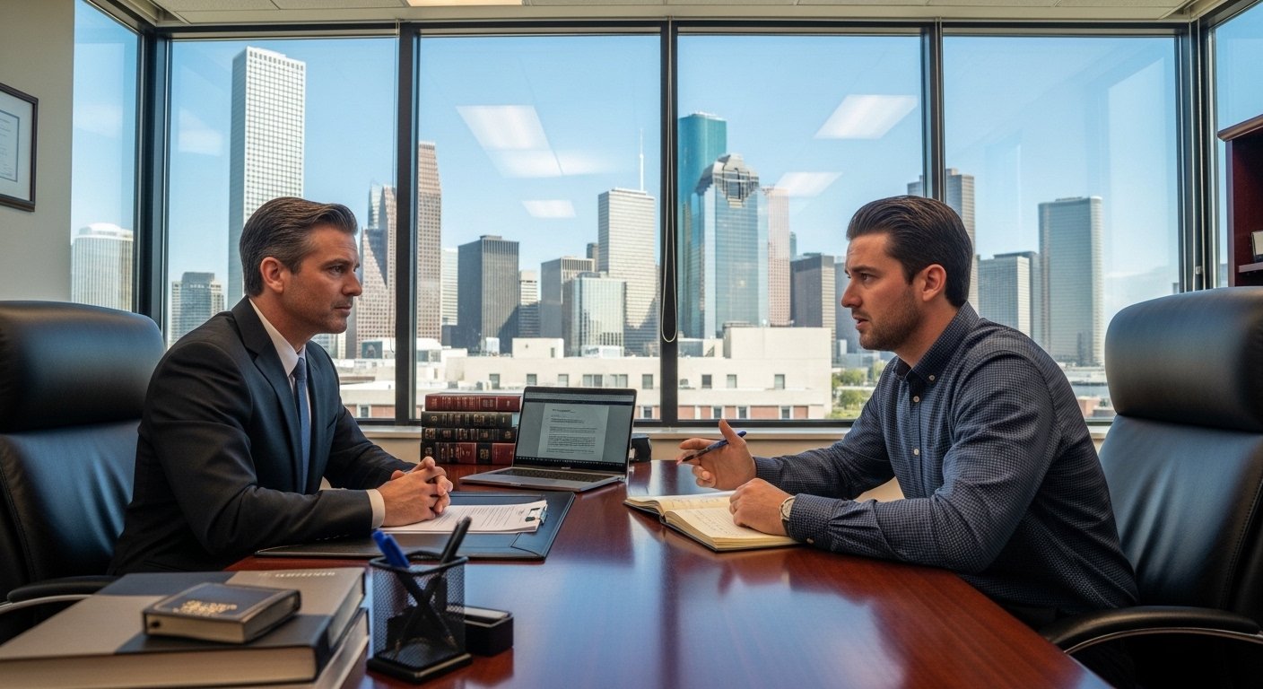 Client asking a Houston lawyer questions about a drunk driving accident lawsuit