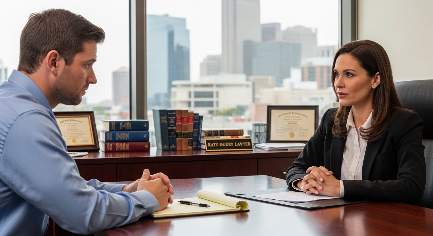 Client asking questions about a Katy drunk driving accident lawyer