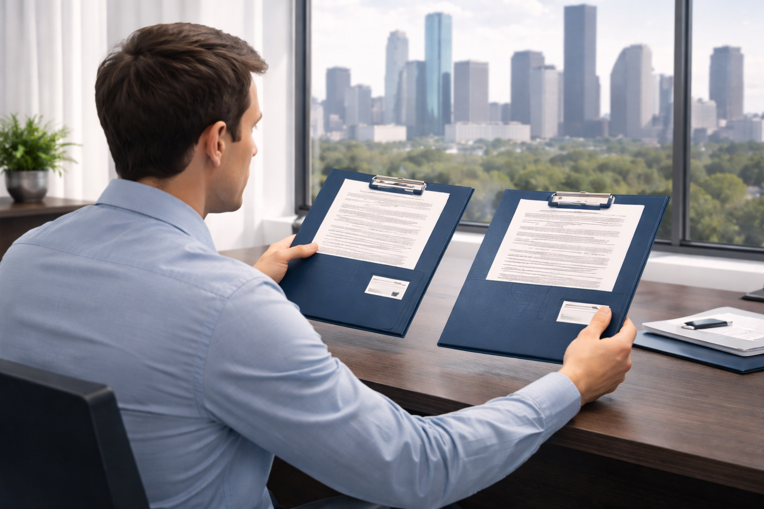 Comparing legal folders in the office