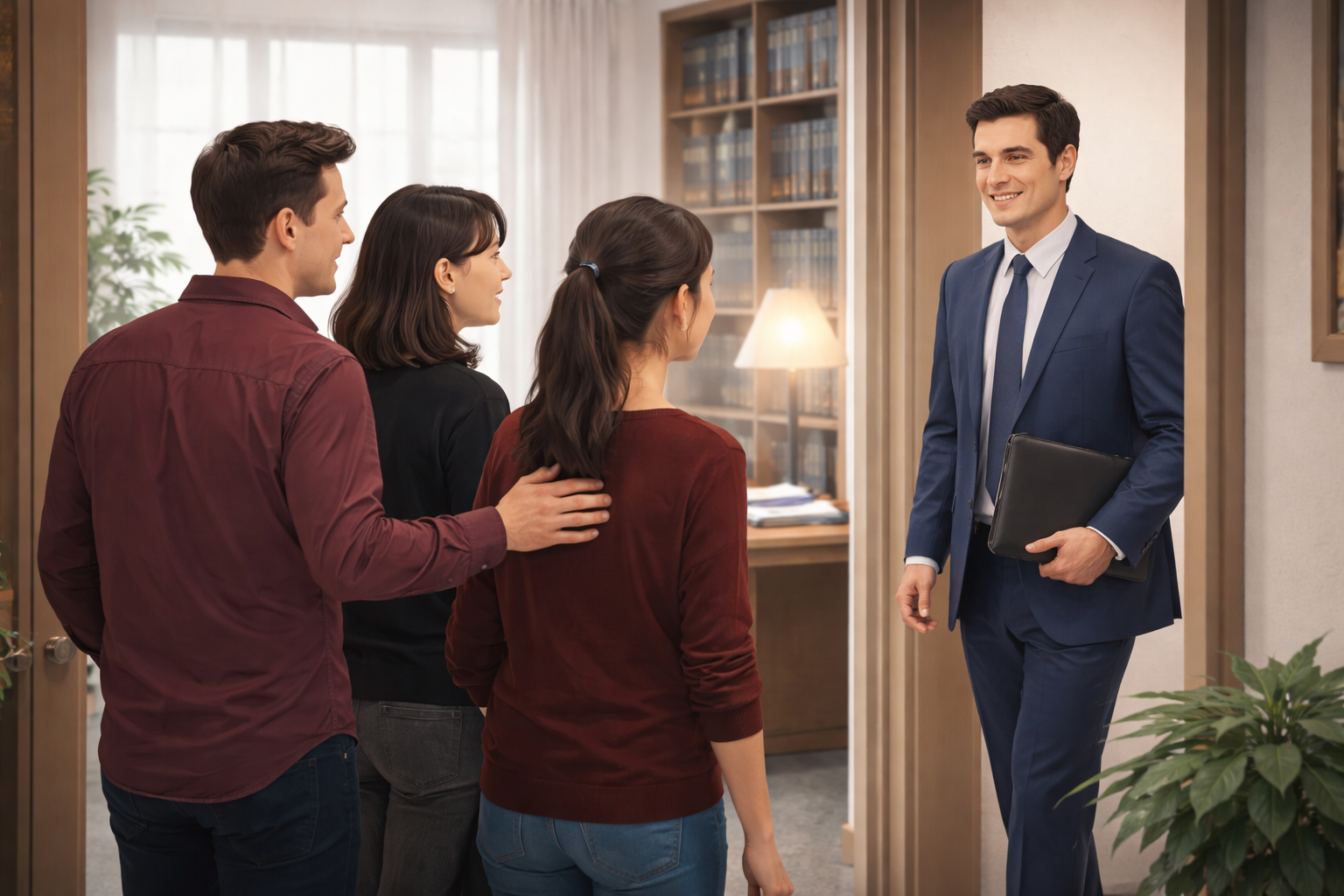 Family leaving attorney's office together
