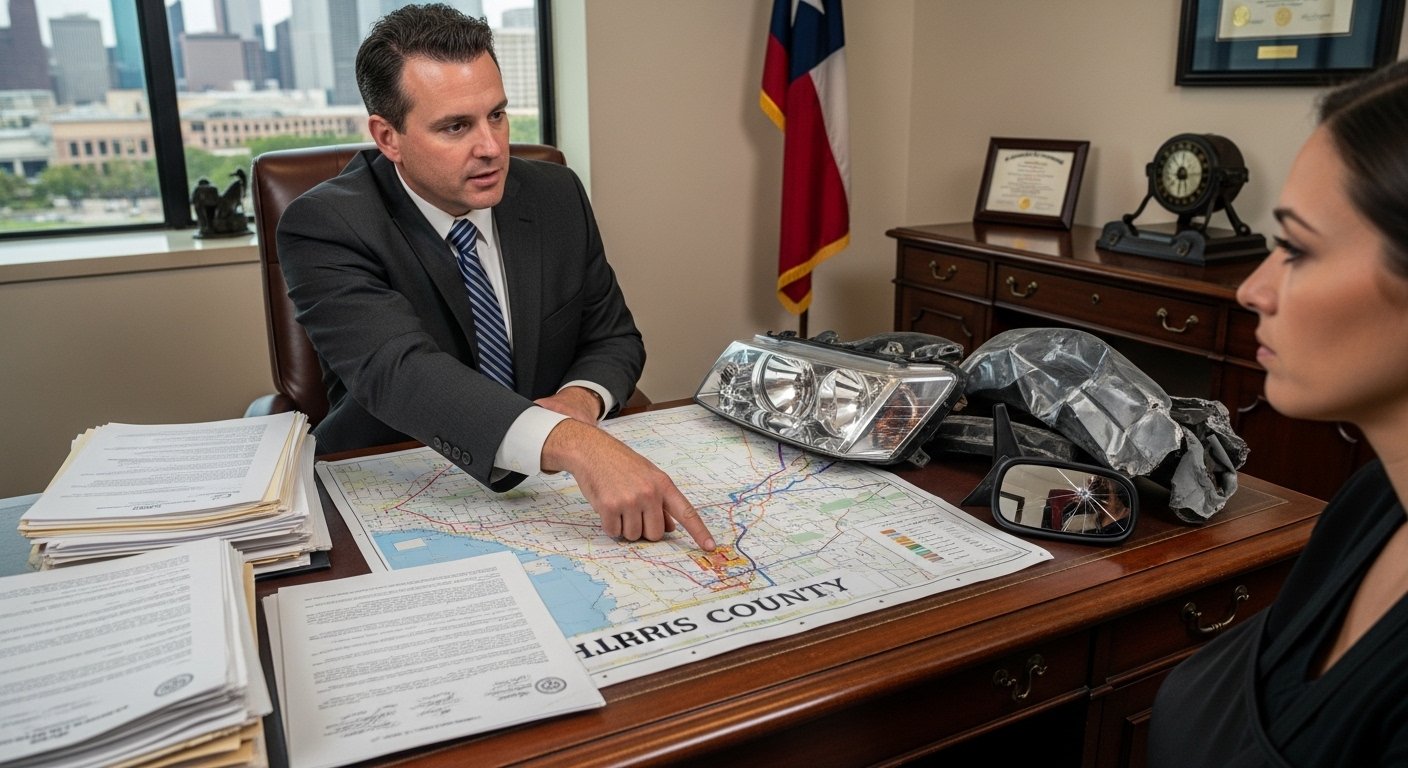 Harris County lawyer reviewing a local drunk driving crash case