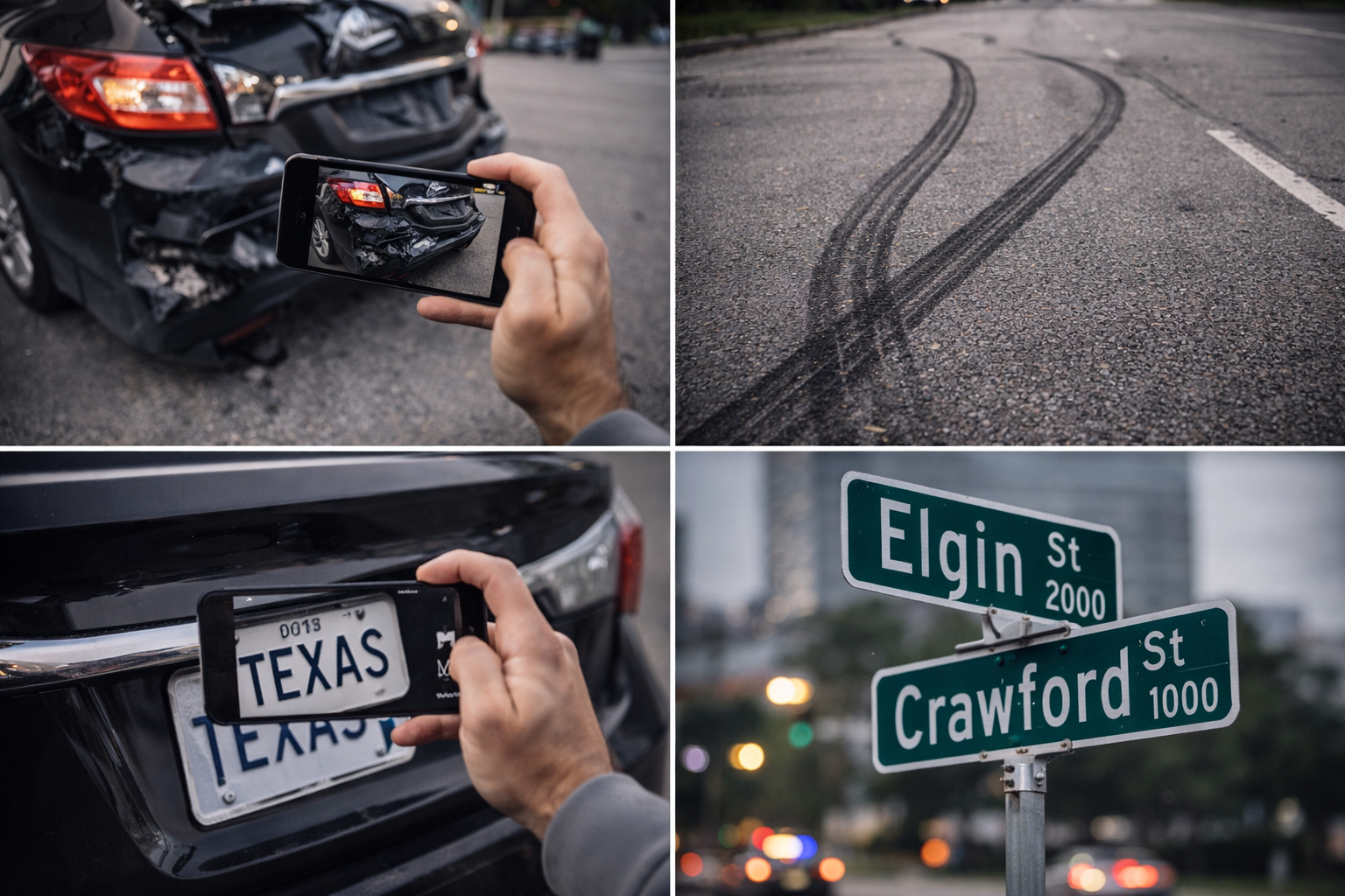 Houston car crash evidence in grid