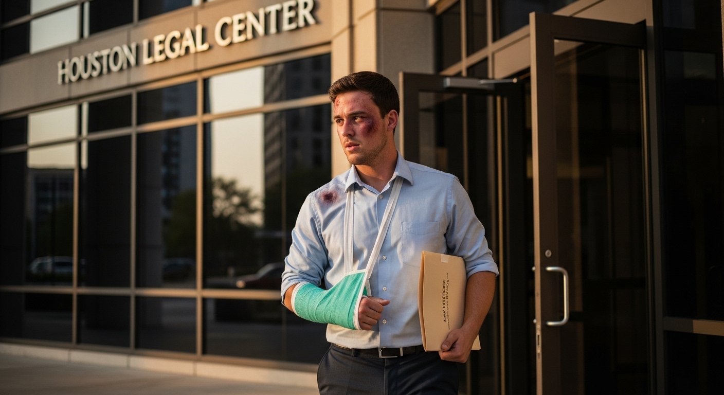 Houston drunk driving crash victim leaving a lawyer meeting with a lawsuit plan