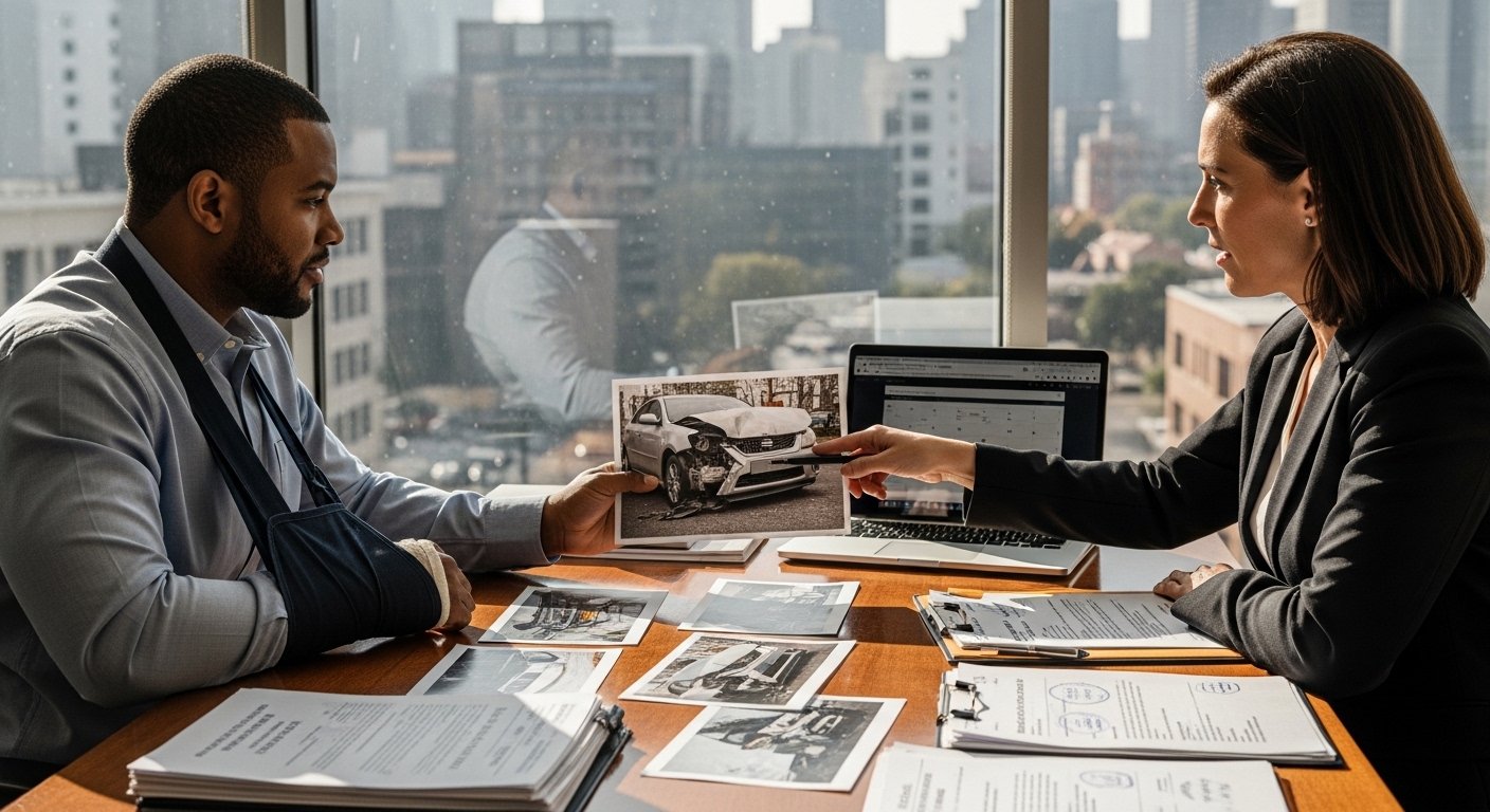 Drunk Driving Accident Lawsuit Lawyer Houston crash victim meeting with a lawyer about a lawsuit