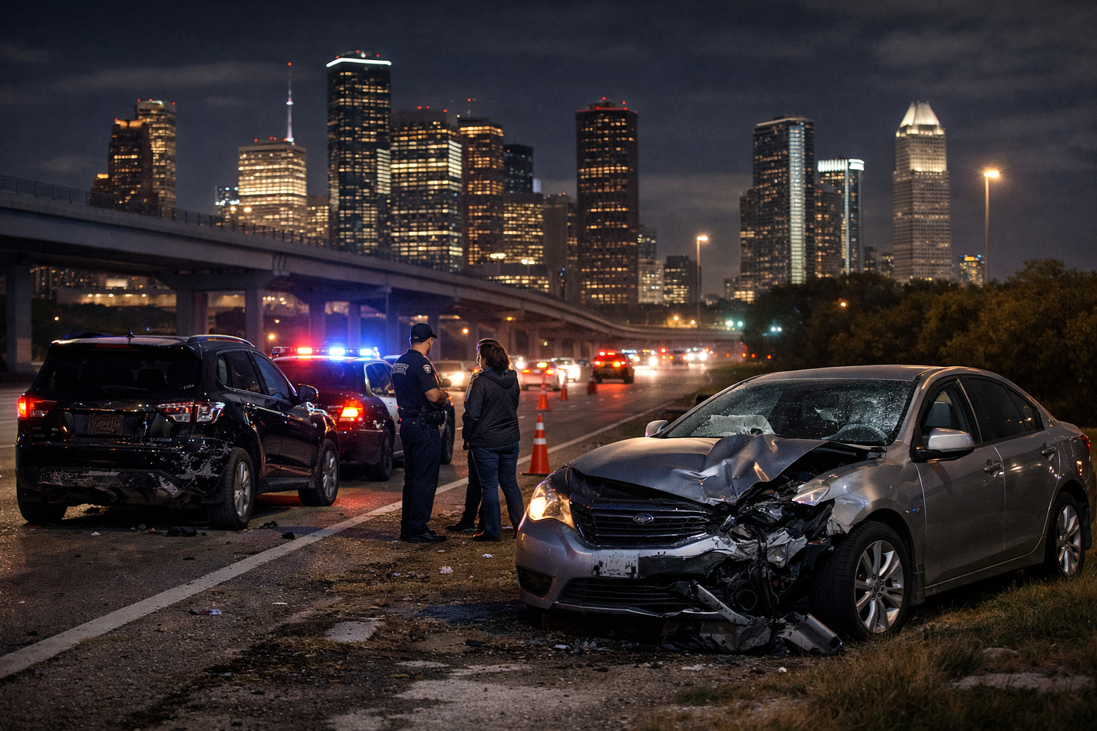 Houston drunk driving accident lawyer page hero image after a serious crash