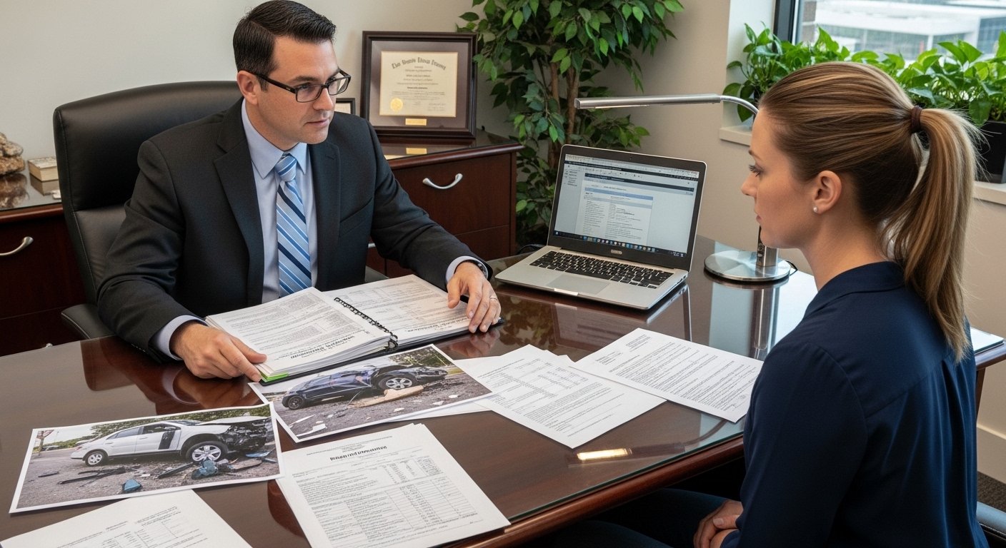 Lawyer reviewing proof in a Harris County drunk driving accident case