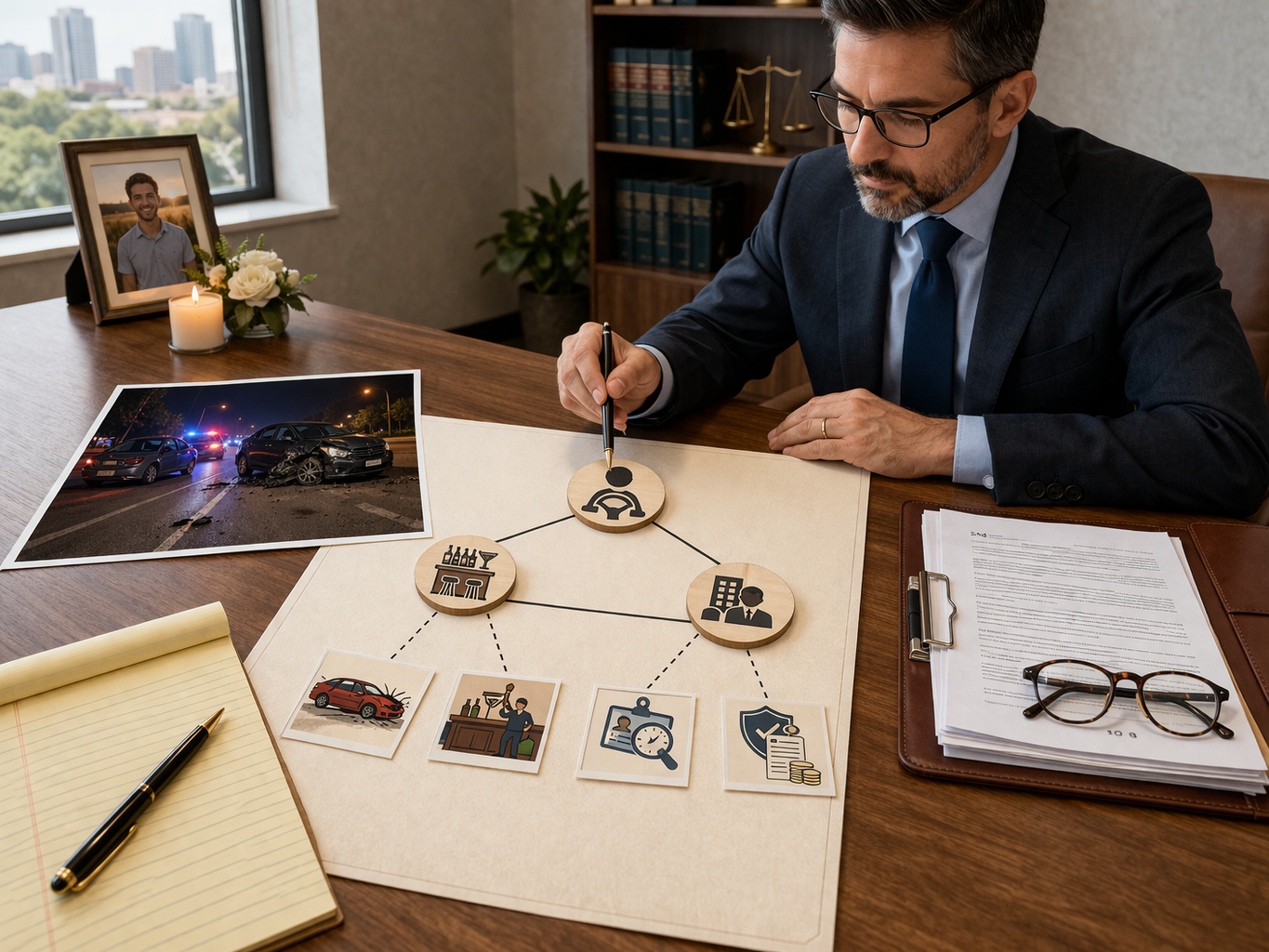 Legal case planning at the desk