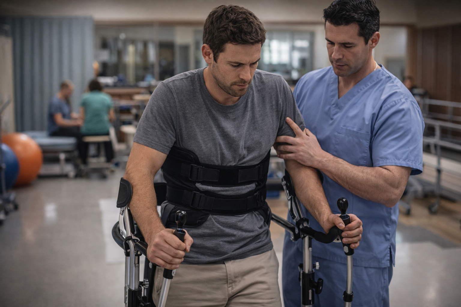 Rehabilitation progress in a therapy session