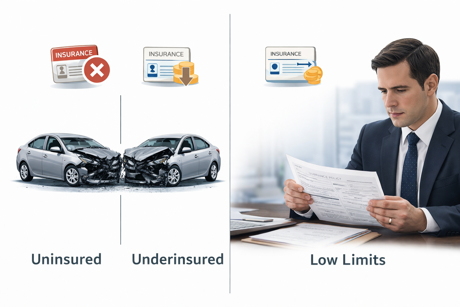 uninsured underinsured drunk driver claims Houston uninsured versus underinsured comparison image
