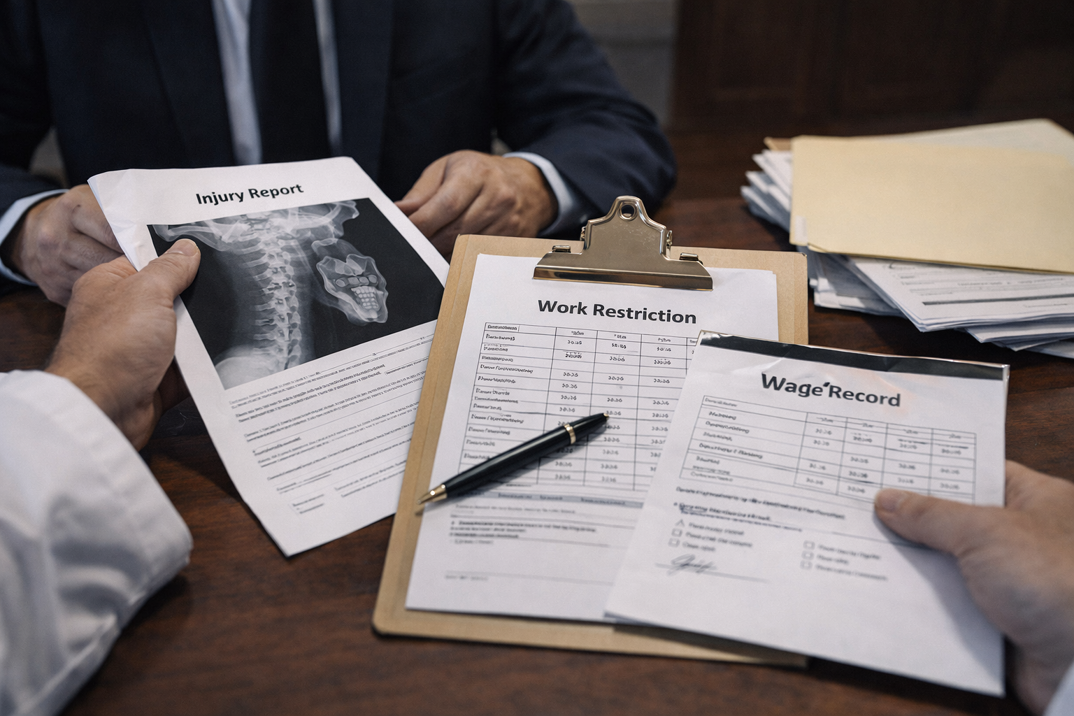 Work documents on a doctor's desk