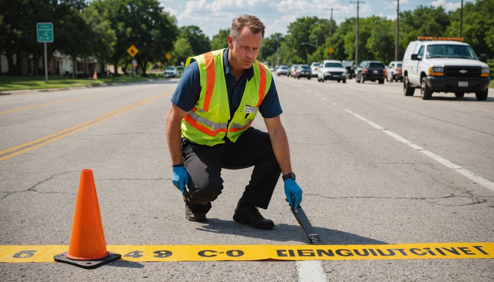 Accident reconstruction expert gathering fault evidence for Houston intoxicated driver accident lawyer civil case