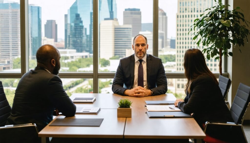 Wrongful death drunk driving accident lawyer in Houston consulting with grieving family about civil claim after fatal DUI crash